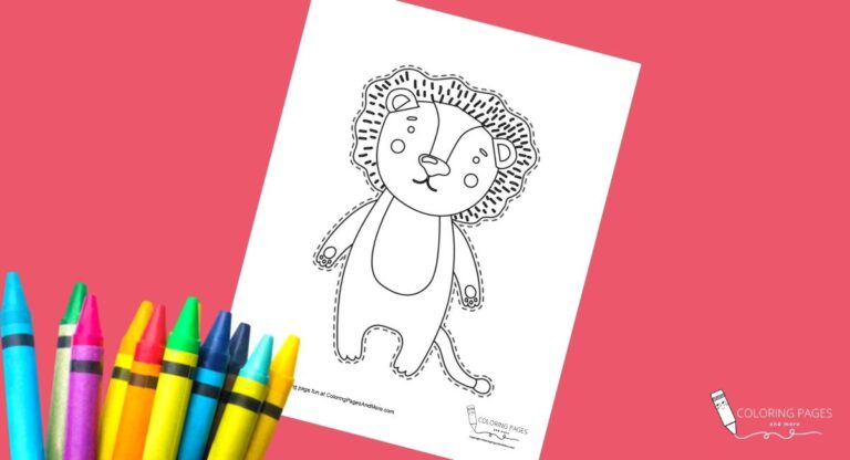 Lion Coloring and Cutting Page