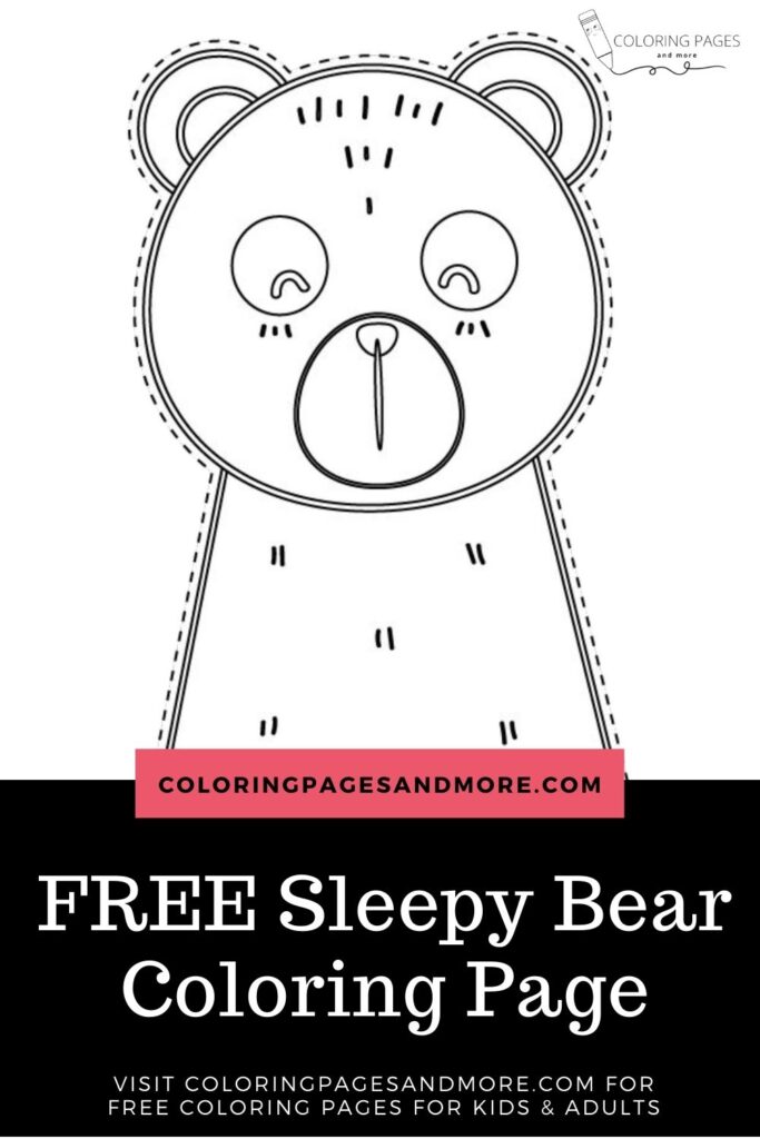 Free Sleepy Bear Coloring and Cutting Page