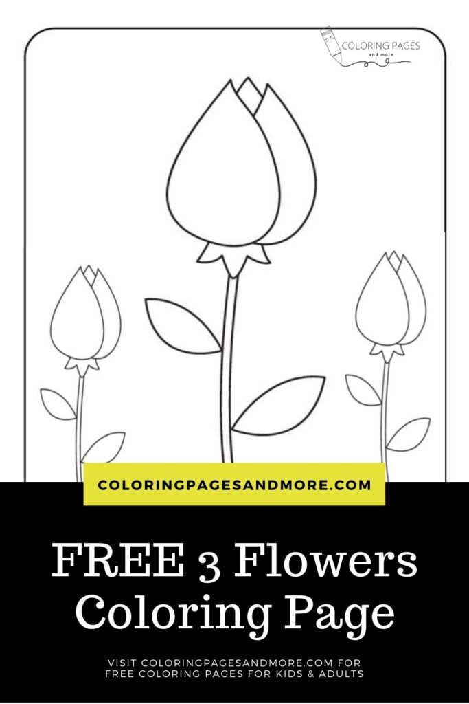 Free Three Flowers Coloring Page