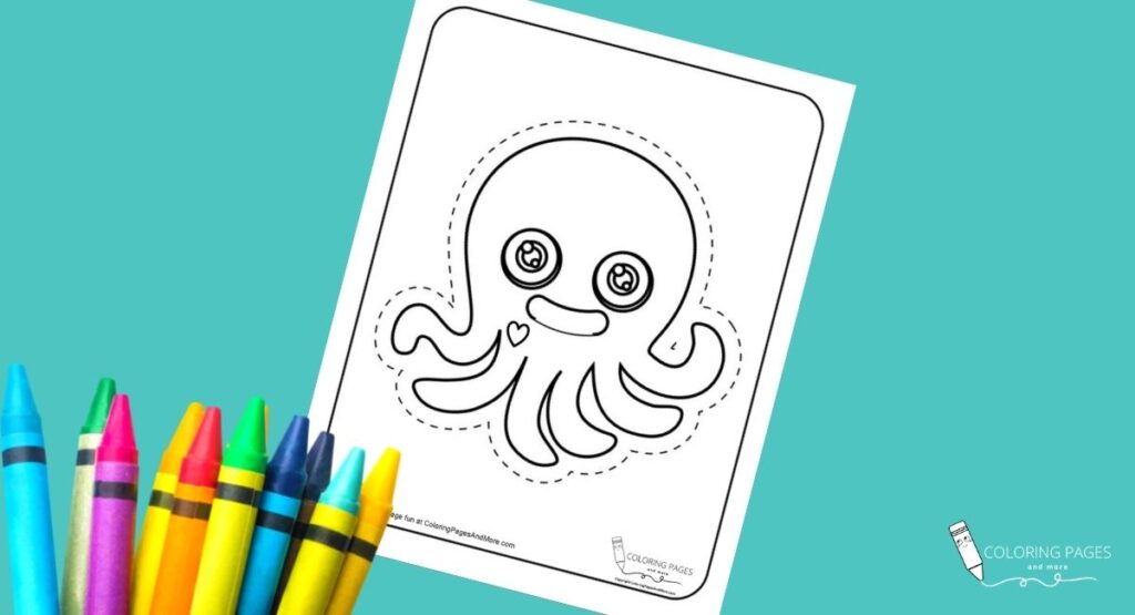 Heart Octopus Coloring and Cutting Page
