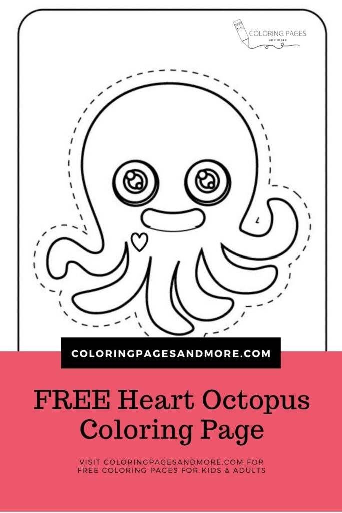 Heart Octopus Coloring and Cutting Page