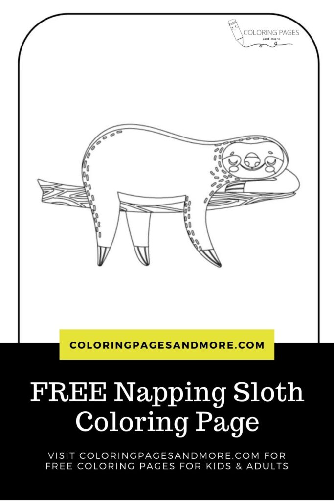 Free Napping Sloth Coloring Page