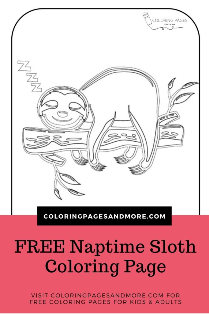 Naptime Sloth Coloring Page