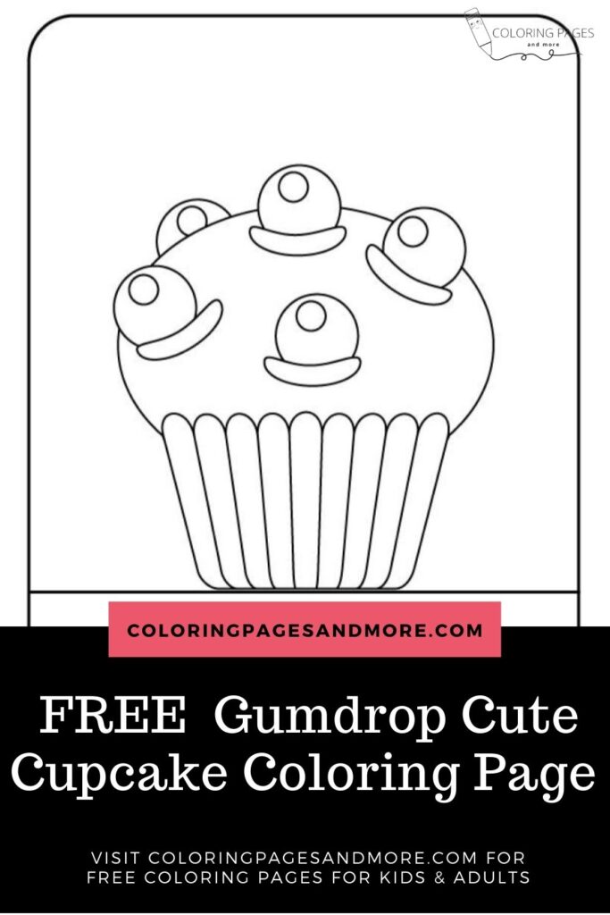 Free Gumdrop Cute Cupcake Coloring Page