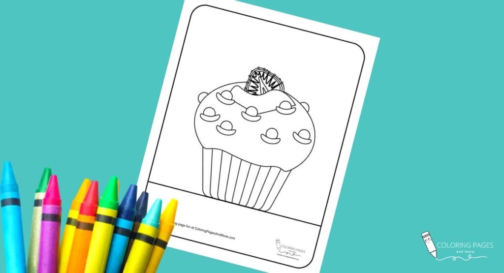 Strawberry Cute Cupcake Coloring Page