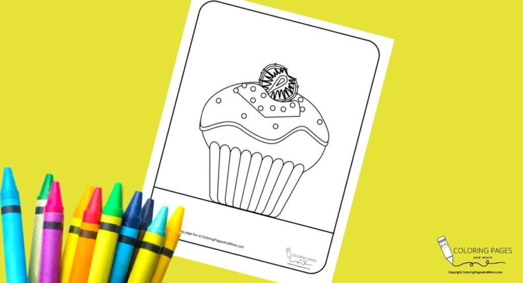 Strawberries and Swirls Cupcake Coloring Page