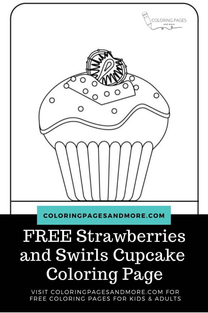 Strawberries and Swirls Cupcake Coloring Page