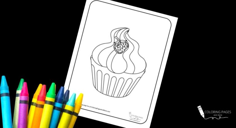 Strawberry Fluff Cupcake Coloring Page