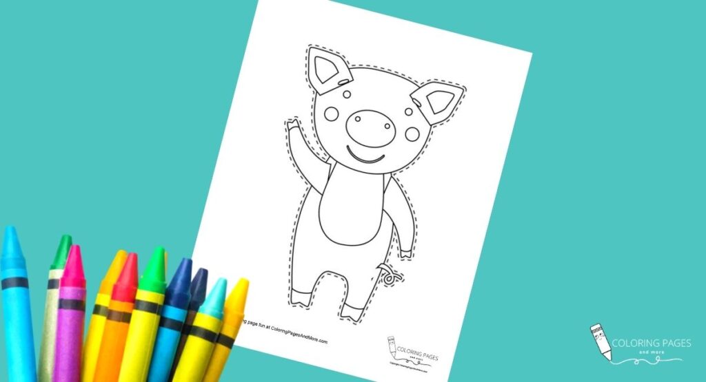 Piggy Coloring and Cutting Page
