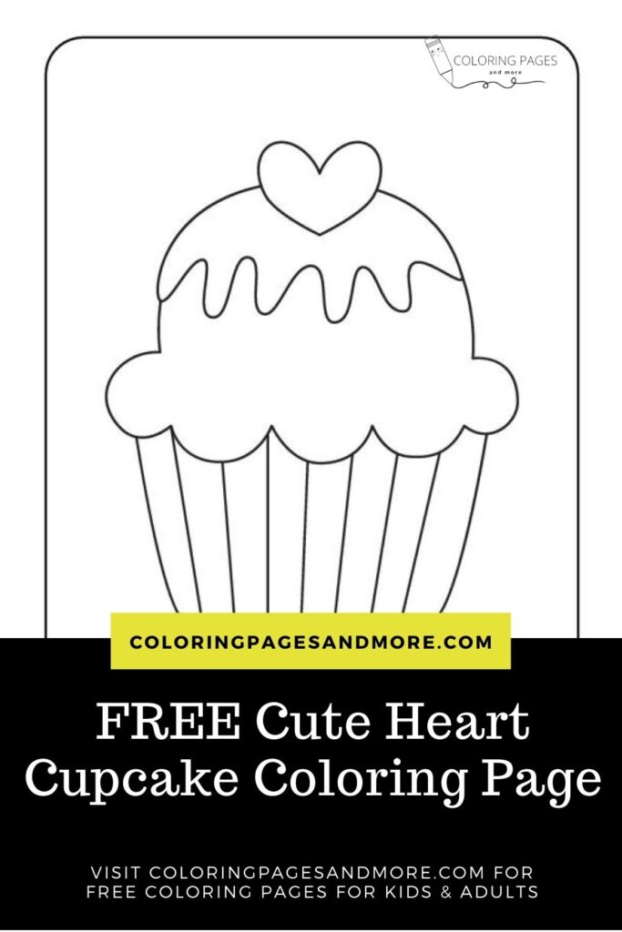 Cute Heart Cupcake Coloring Page