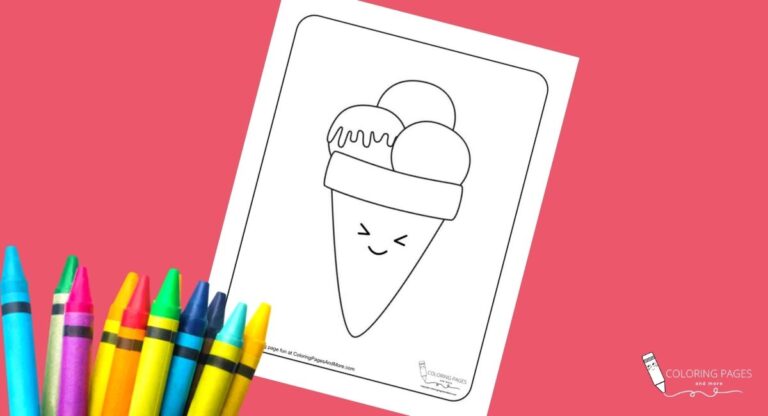 Kawaii Ice Cream Cone Coloring Page