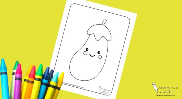 Kawaii Eggplant Coloring Page