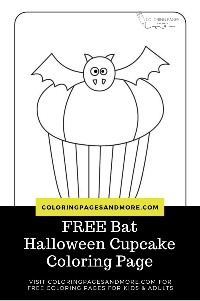Bat Halloween Cupcake Coloring Page