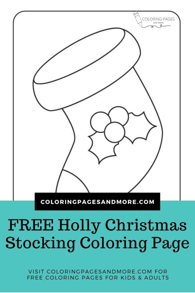Holly Christmas Stocking Coloring Page