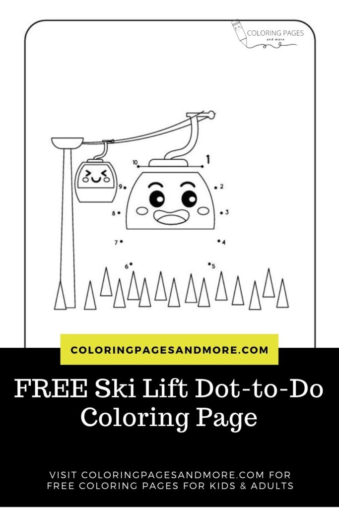 Free Ski Lift Dot-to-Dot Coloring Page