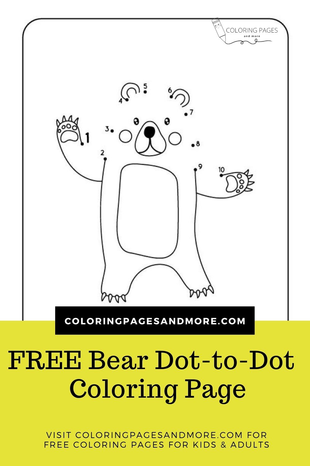 Bear Dot-to-Dot Coloring Page - Coloring Pages and More