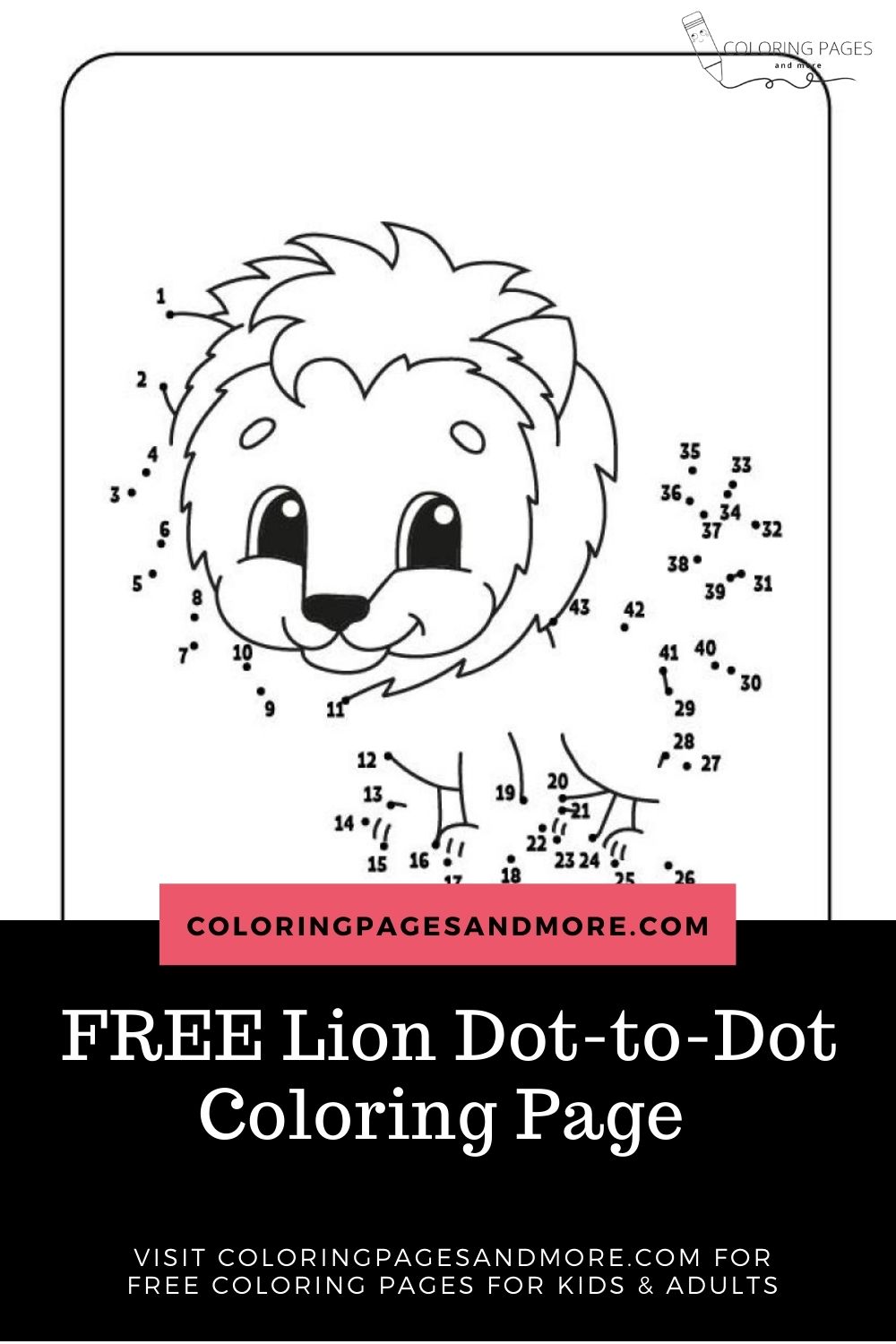 Lion Dot-to-Dot Coloring Page - Coloring Pages and More