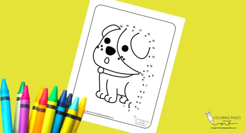 Surprised Puppy Dot-to-Dot Coloring Page