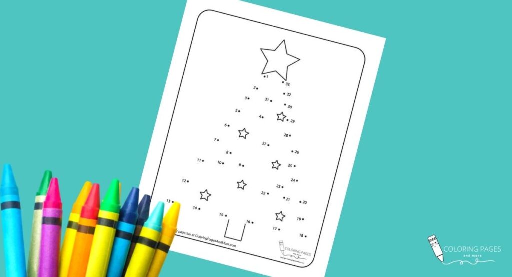 Christmas Tree Dot to Dot Coloring Page