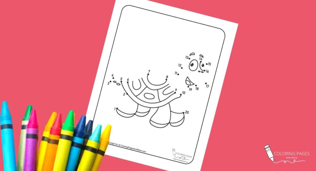 Happy Turtle Dot-to-Dot Coloring Page