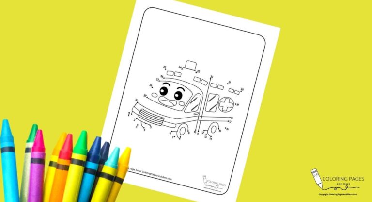Smiling Ambulance Dot-to-Dot Coloring Page