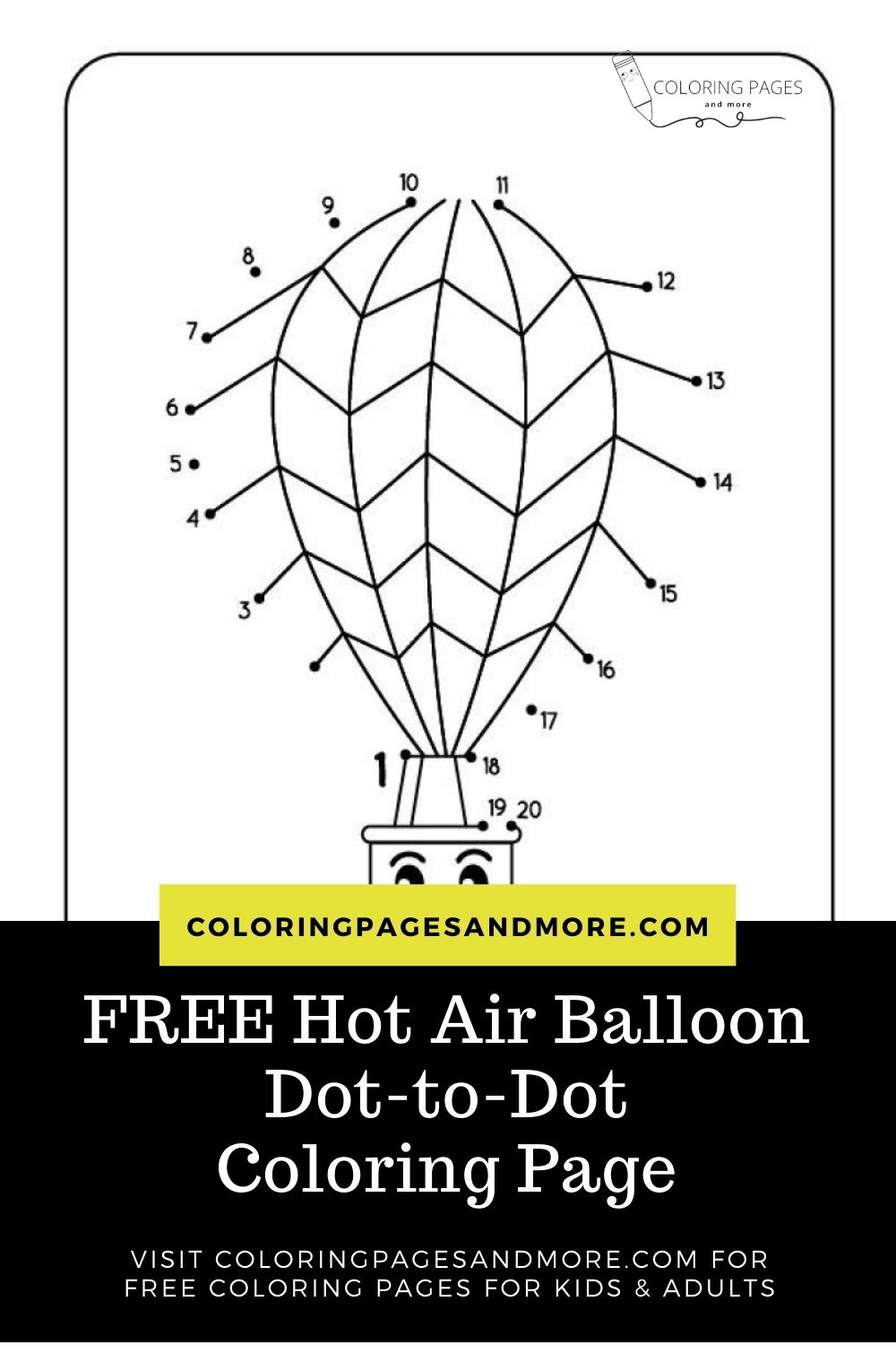 Hot Air Balloon Dot-to-Dot Coloring Page - Coloring Pages and More