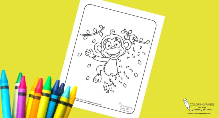 Monkey Dot-to-Dot Coloring Page