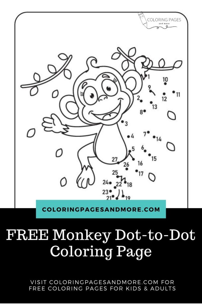 Monkey Dot-to-Dot Coloring Page