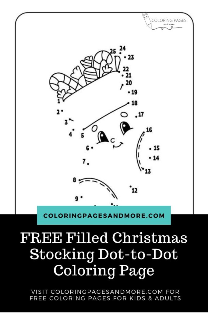 Filled Christmas Stocking Dot-to-Dot Coloring Page