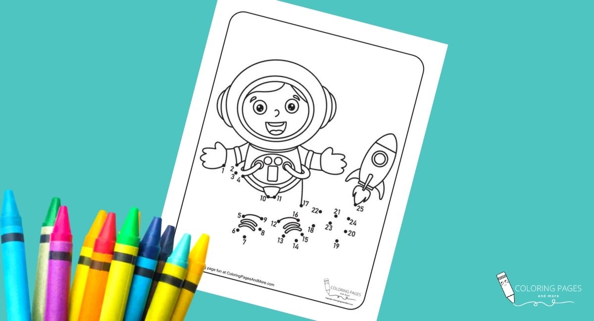 Astronaut Dot-to-Dot Coloring Page