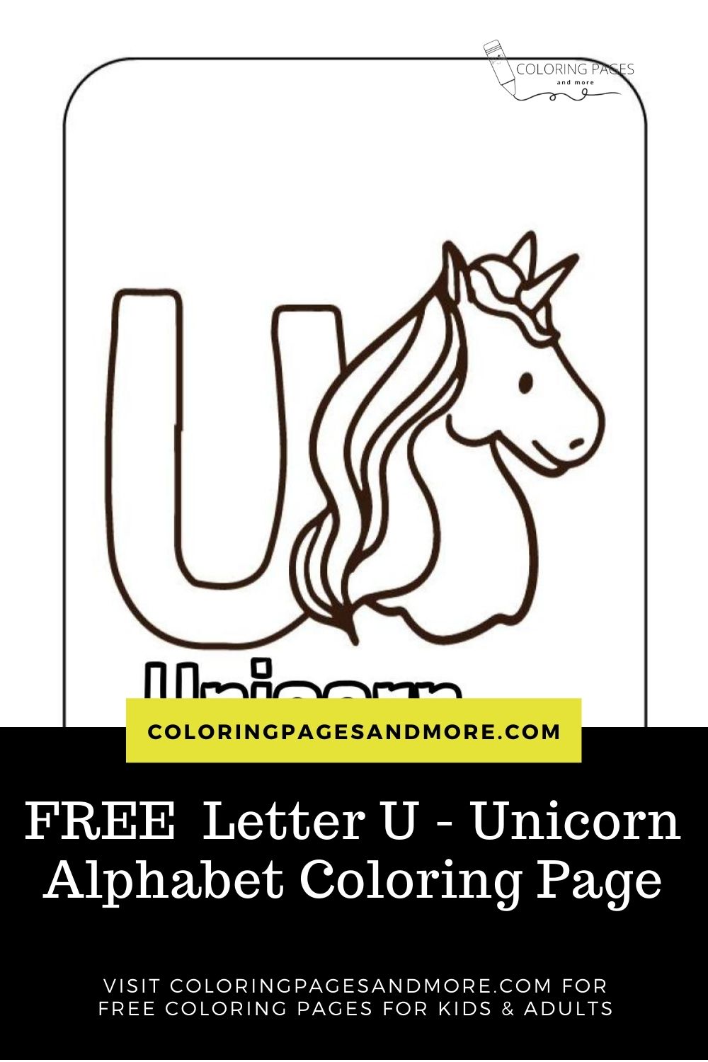Letter U - Unicorn Alphabet Coloring Page - Coloring Pages and More