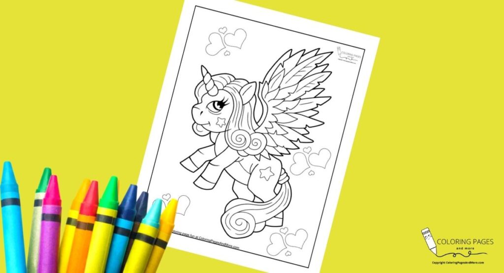 Unicorn with Big Wings Coloring Page