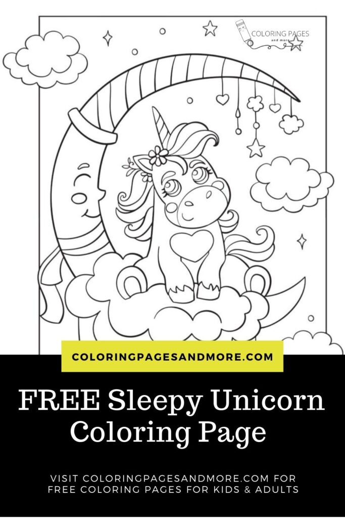 Sleepy Unicorn Coloring Page