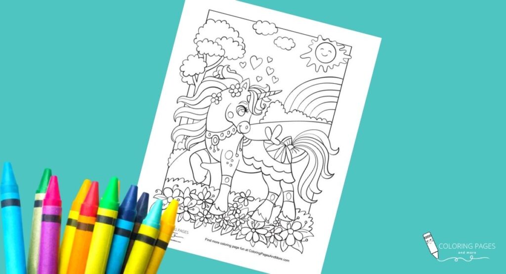 Pretty Spring Unicorn Coloring Page