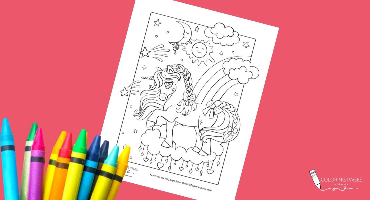 Dreamy Unicorn Coloring Page