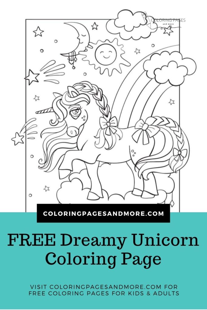 Free Dreamy Unicorn Coloring Page