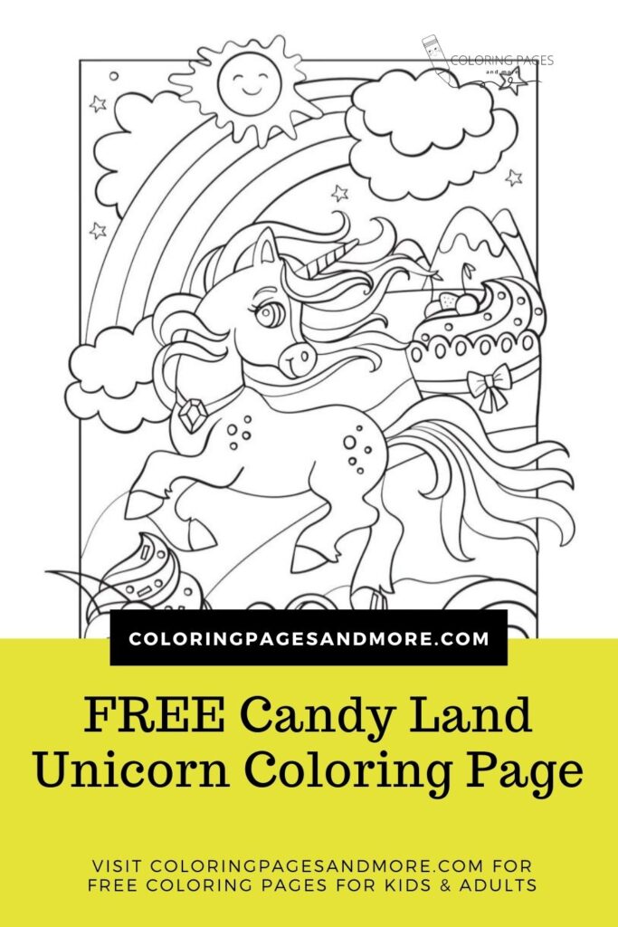 Candy Land Unicorn Coloring Page