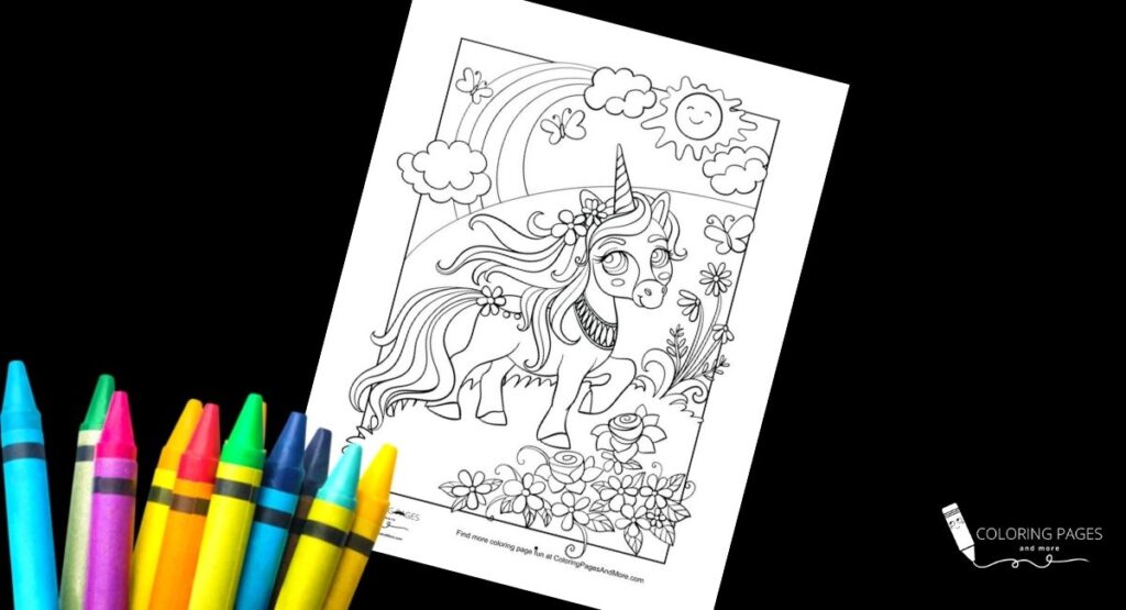 Summer Garden Unicorn Coloring Page