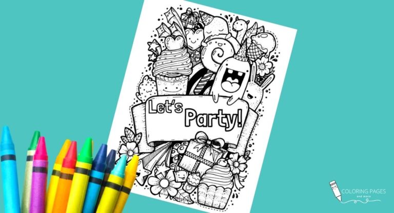 Let's Party Doodle Coloring Page