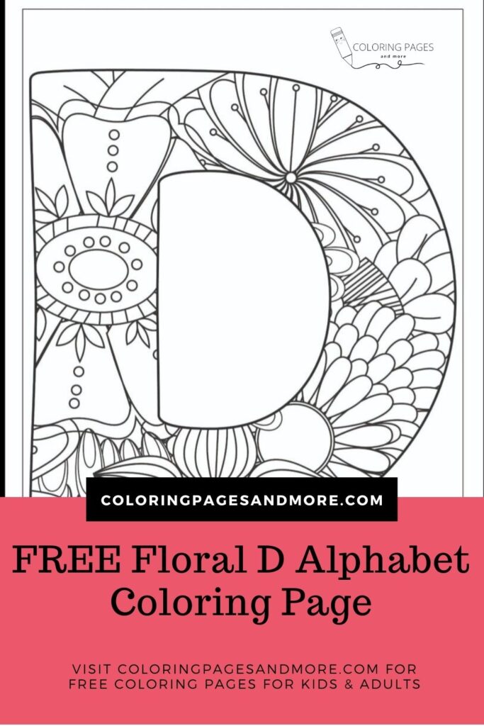 Floral D Alphabet Coloring Page