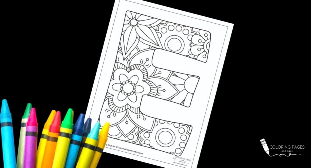 Floral E Alphabet Coloring Page