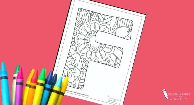 Floral F Alphabet Coloring Page