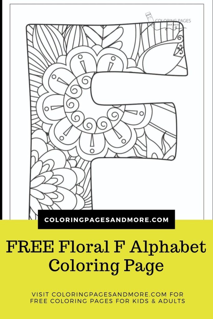 Floral F Alphabet Coloring Page