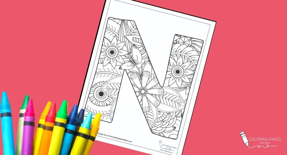 Floral N Alphabet Coloring Page