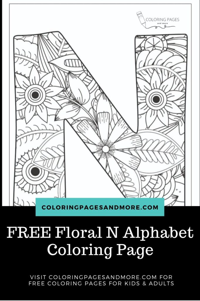 Floral N Alphabet Coloring Page