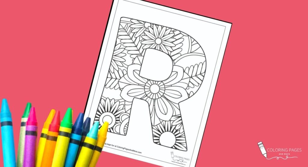 Floral R Alphabet Coloring Page