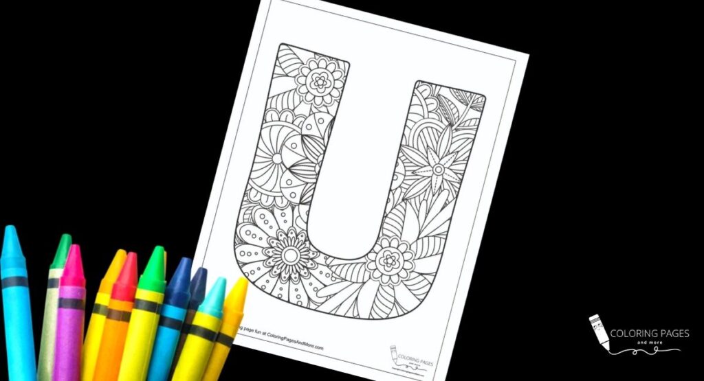 Floral U Alphabet Coloring Page