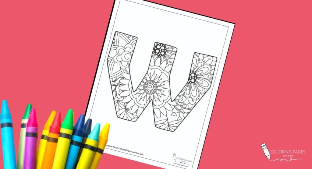 Floral W Alphabet Coloring Page