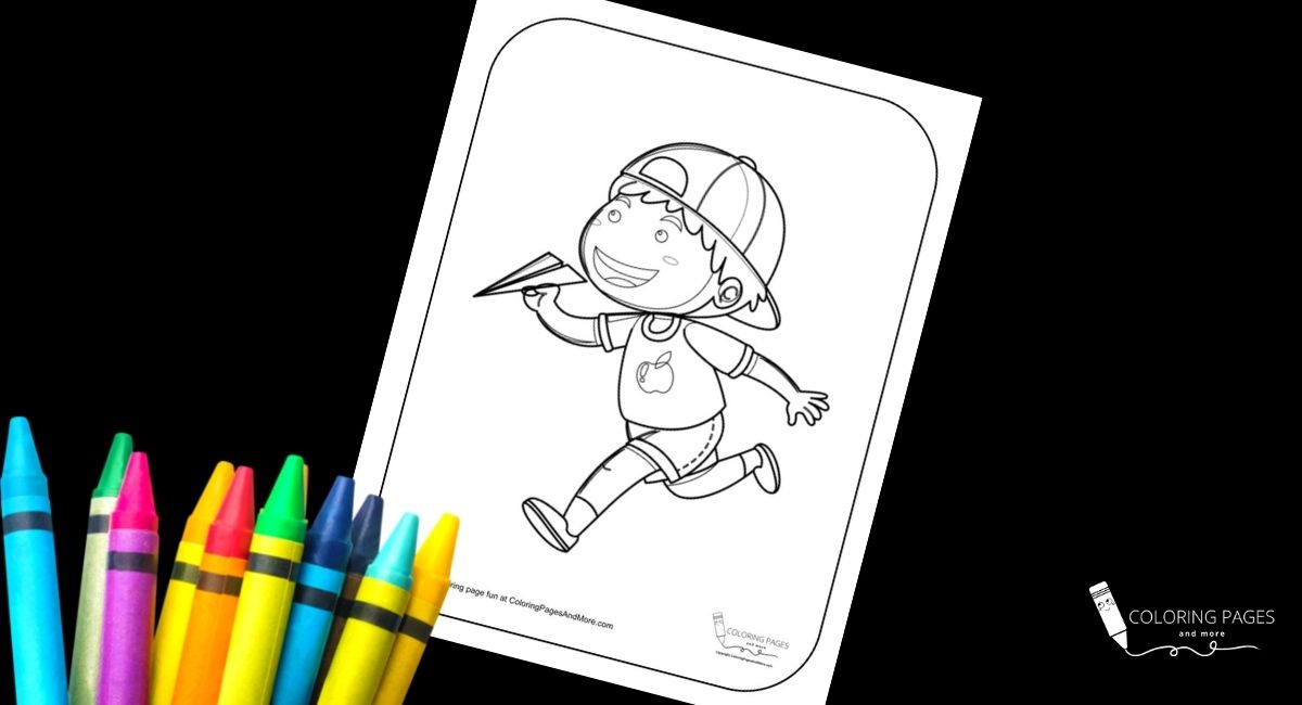 Boy Playing Coloring Page