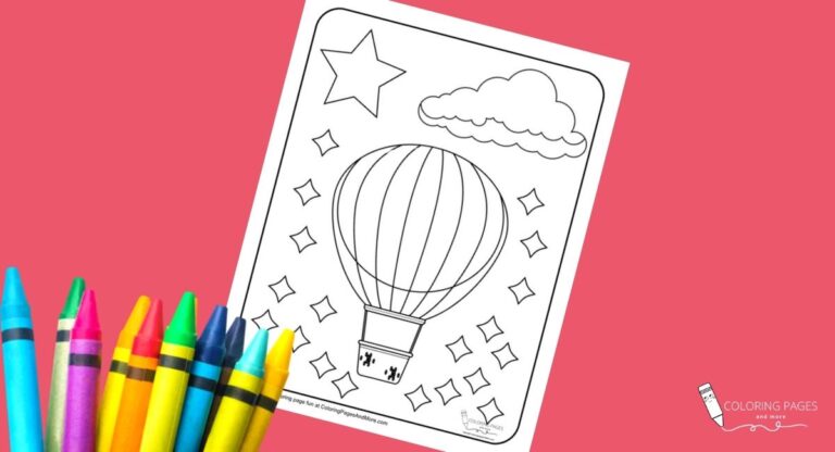 Hot Air Balloon Flying Coloring Page